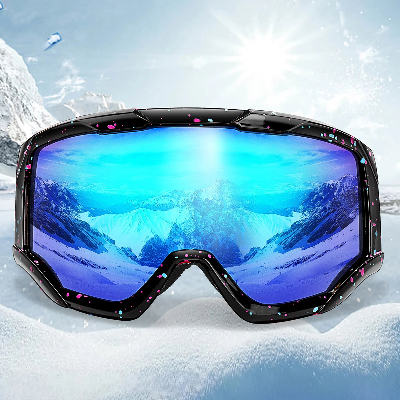Snowboard Snowmobile Ski Goggles Outdoor Sport Windproof Double Layers Anti-fog UV400 Eyewer Big Ski Mask