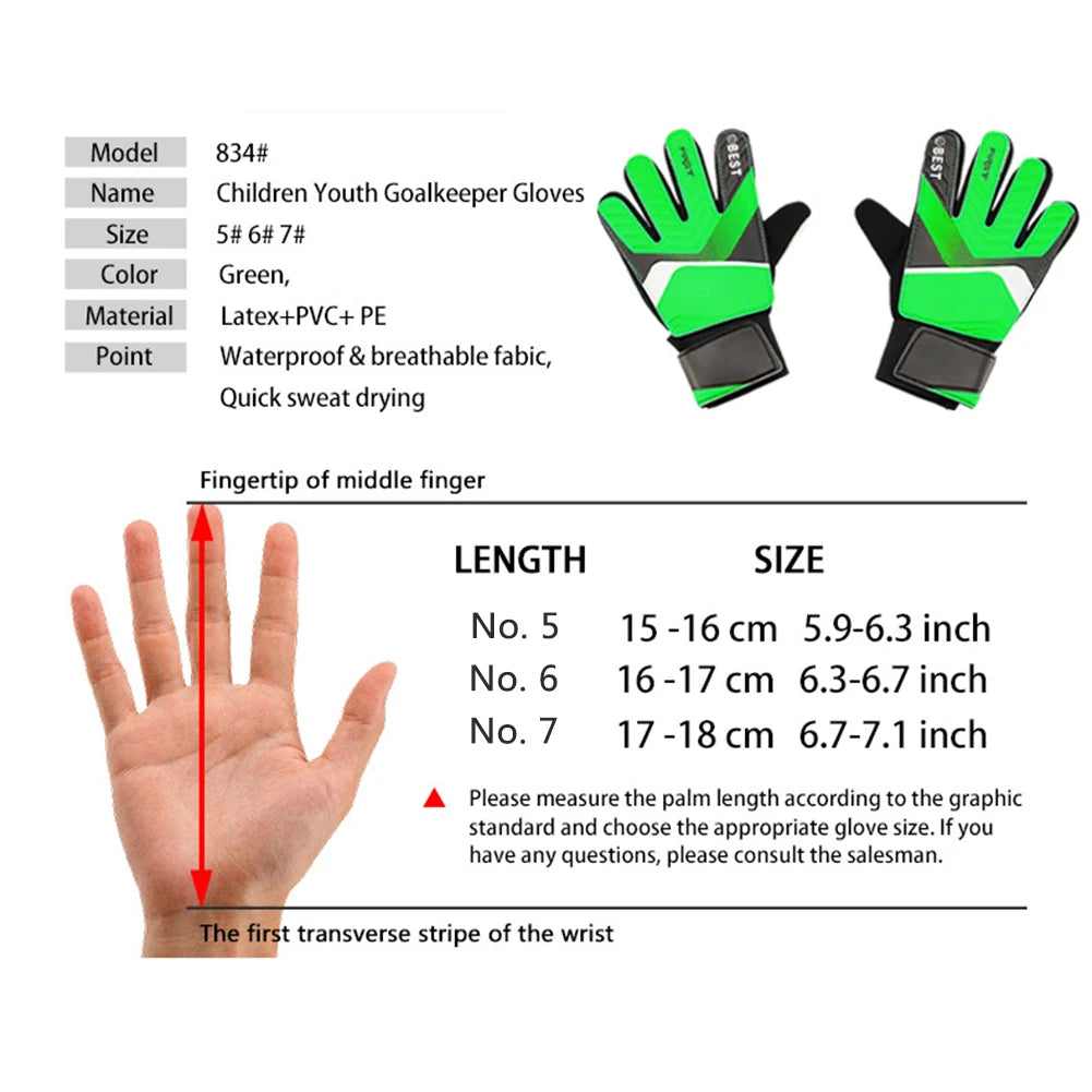 1 Pair ren Anti-Slip Glove Goalkeeper Gloves PU Gloves Finger Protection Goal Thickened Latex Football Gloves For