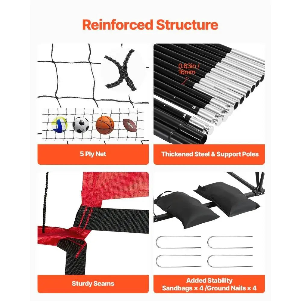 Adjustable Volleyball Training Net System for Indoor and Outdoor Practice Equipment