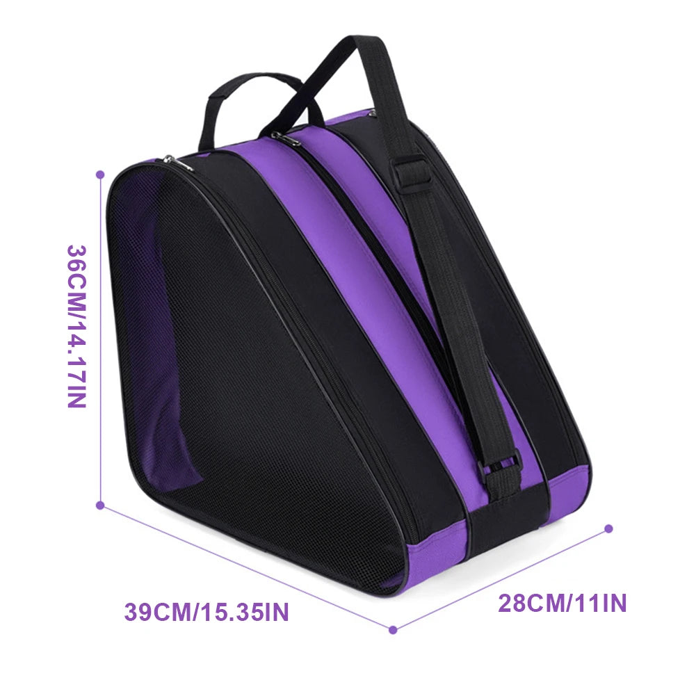 Roller Skate Bag Ice-Skating Shoulder Bag Adjustable Strap Skiing Roller Skate Storage Bag Multi-Compartments for Ski Sports