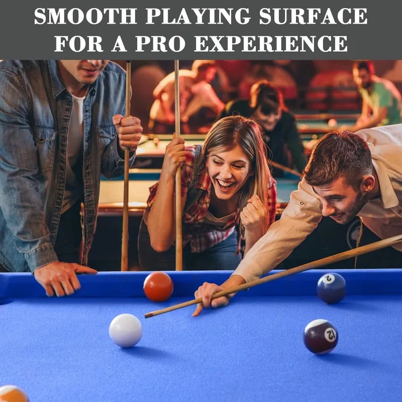 Pool Table, Portable Wooden Billiards Table for Kids, Indoor Pool Game Tables with 2 Cue Sticks, 16 Balls, Triangle, Chalk