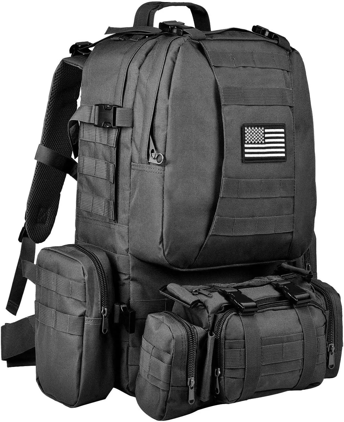 Tactical Backpack Military Army Rucksack 60L Large Assault Pack Detachable Molle Bag…