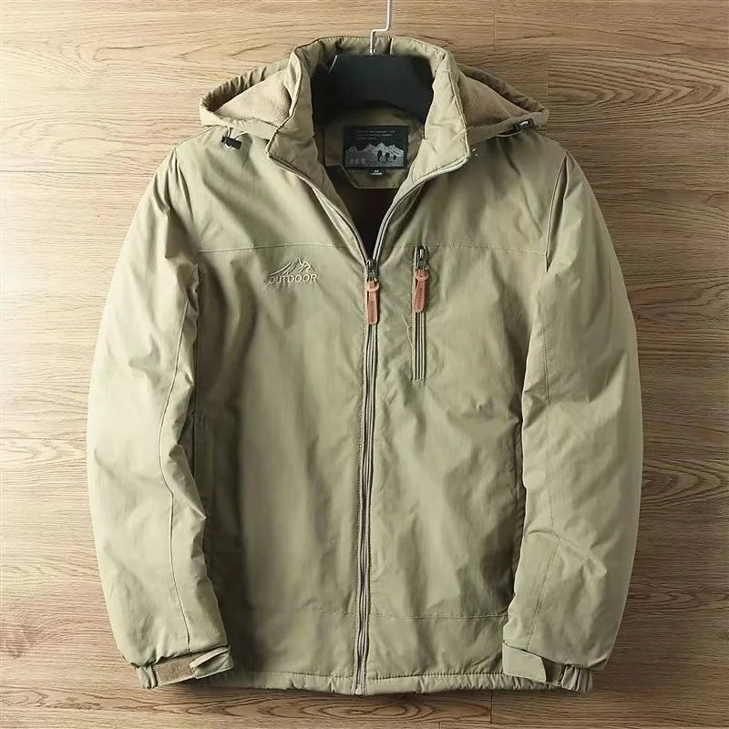 Casual Warm Tactical Large Size Jacket Autumn And Winter Padded And Thickened Outdoor Punching Jacket Solid Colour Men's