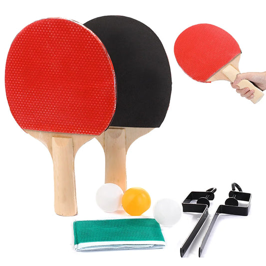 Table Tennis Rackets with Balls Table Tennis Net and Post Set Ping Pong Racket Set for Indoor/Outdoor Games