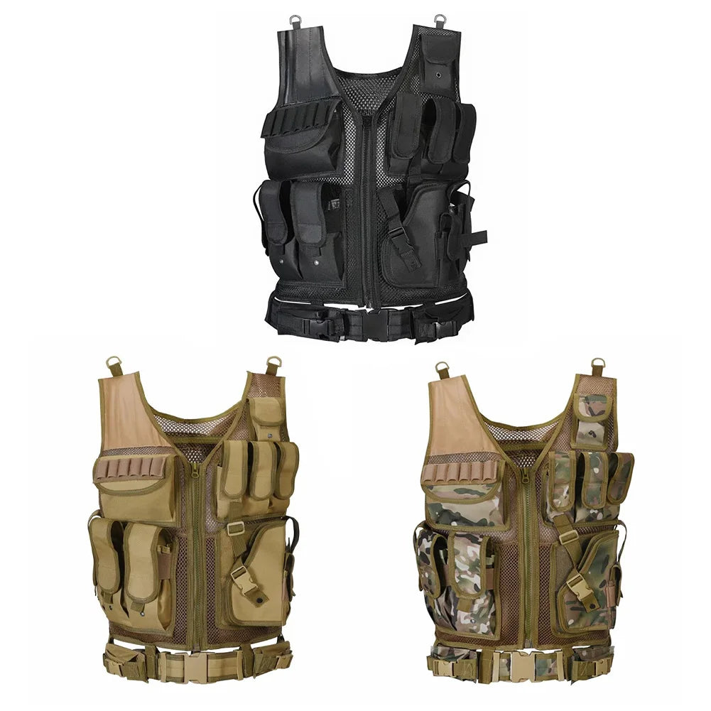 Nylon Combat Body Armor Vests Adjustable Mesh Vest Plate Carrier Vest Hunting Outdoor CS Game Airsoft Training Jacket