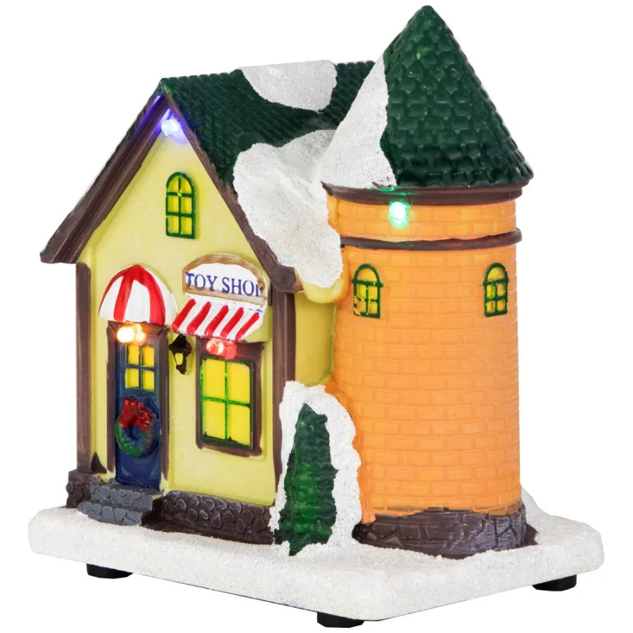 LED Lighted Snowy Toy Shop Christmas Village Display Piece 5 Indoor Decorative Scene for Holiday Festive Ambiance Cozy Winter V