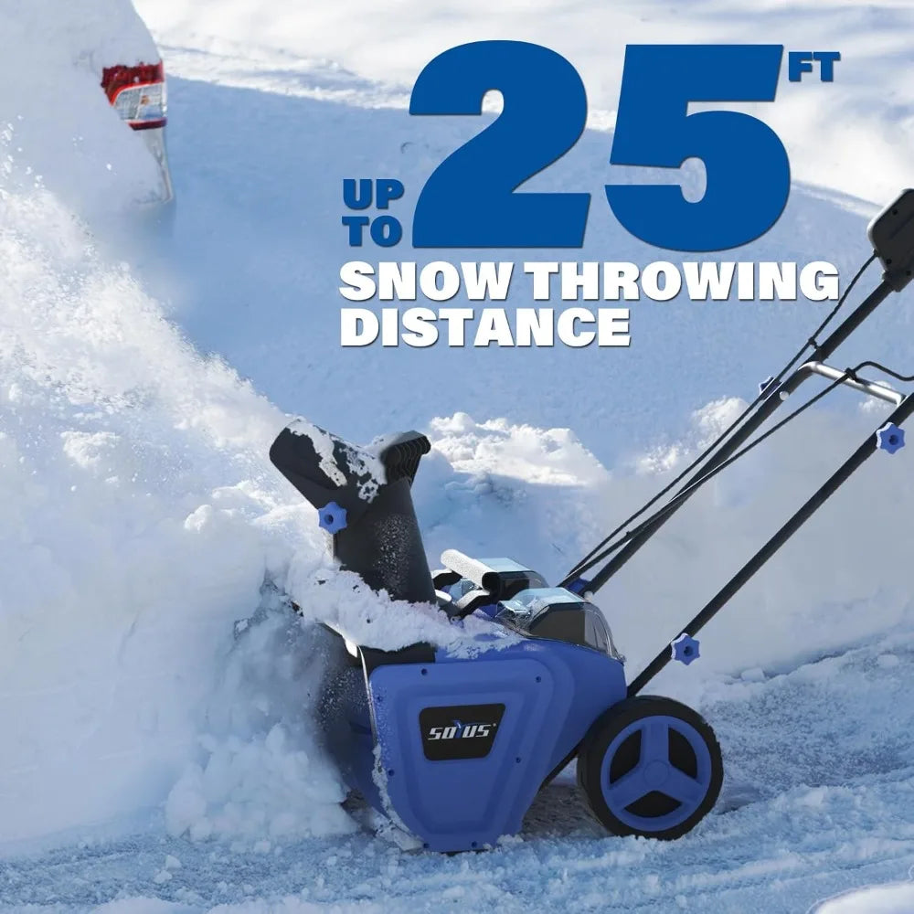 40V Cordless Snow Blower 20-Inch Brushless Motor Dual LED Lights 2x4.0Ah Batteries Driveway Sidewalk