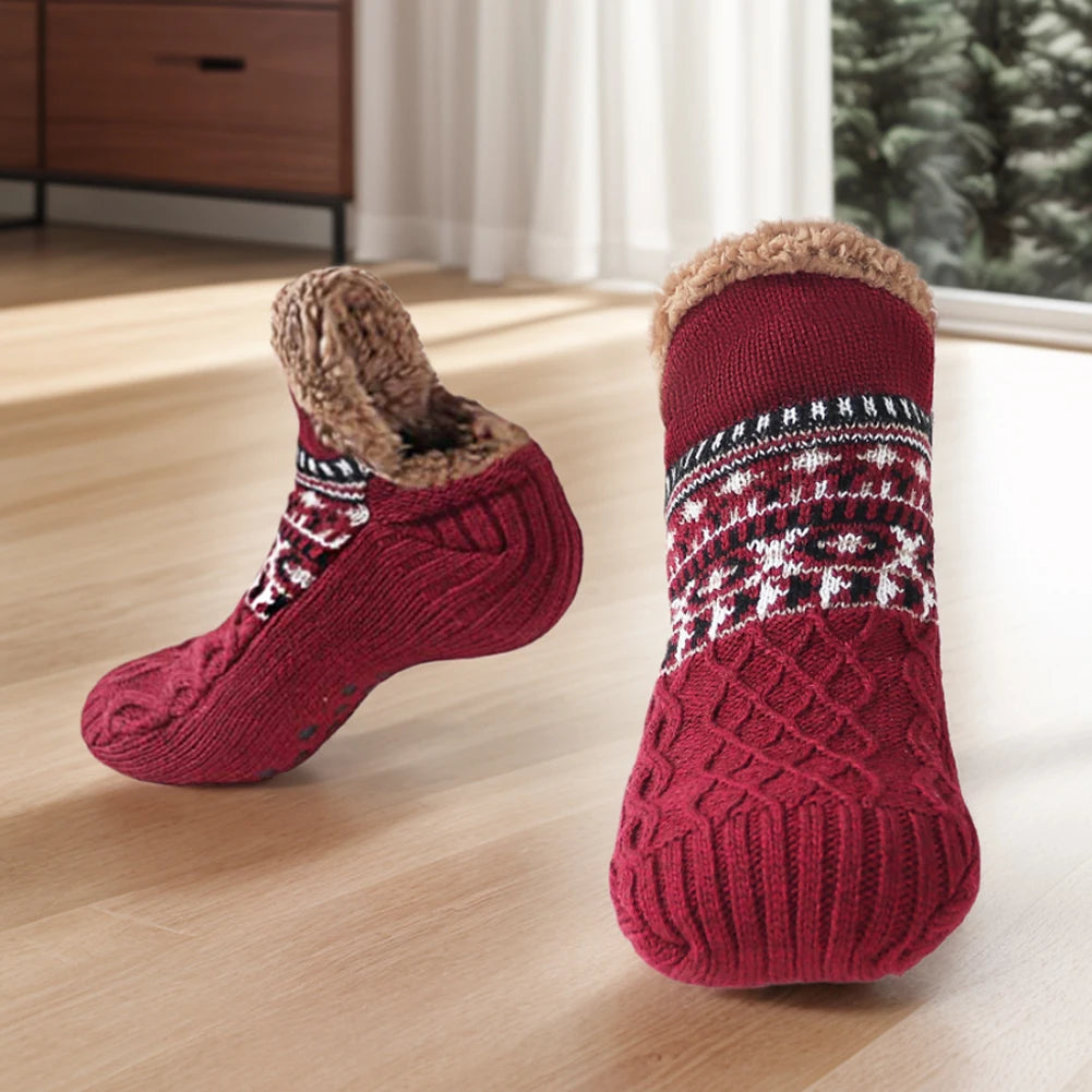 Men Women Winter Indoor Home Slippers Socks Non Slip Bedroom Sleeping Sock Soft Thermal Slipper Socks for Christmas