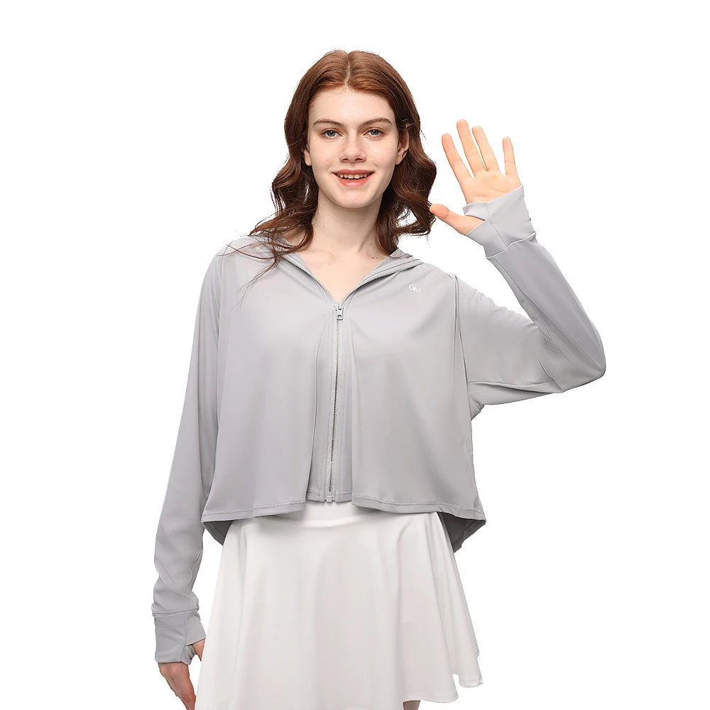 OhSunny Sunscreen Jackets Women Outdoor Casual UV Protection Clothing UPF50+ Hoodie Breathable Coats for Running Cycling