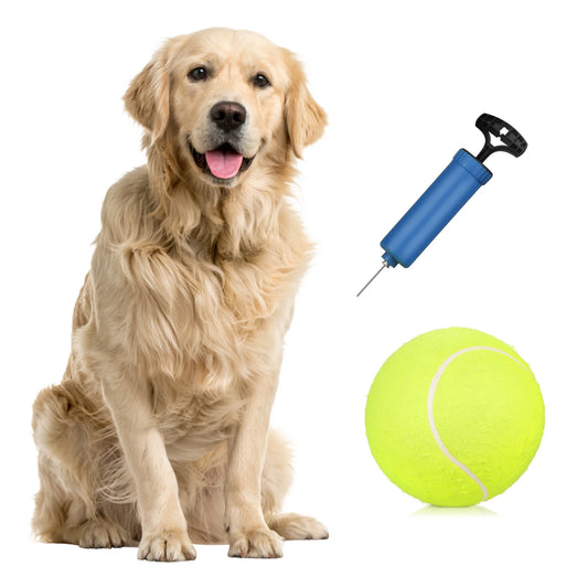 9.5'' Oversize  Inflatable Tennis Ball Giant Tennis Ballswith Pump Dog Toy Balls for Pets Dogs Cats Fun Signature Children Adult