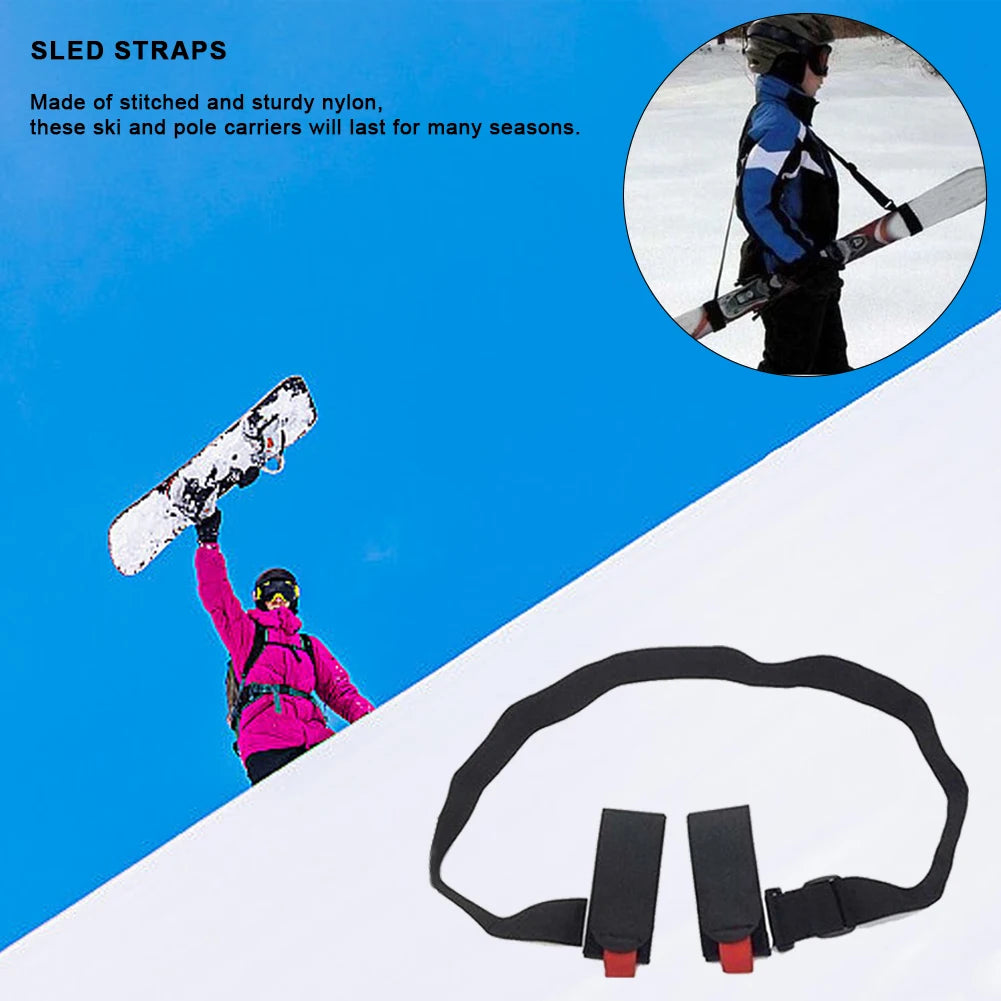 Ski and Pole Carrier Strap Adjustable Ski Holder Straps Portable Snowboard Carrying Strap Skiing Accessories