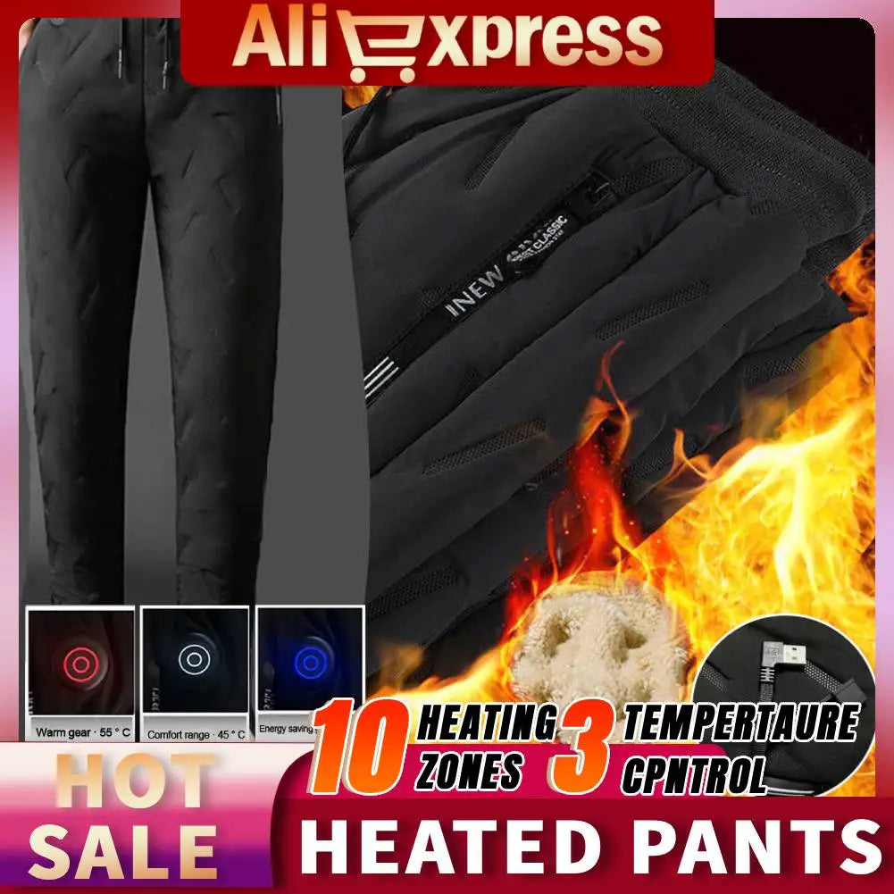 10 Heating Zones Unisex Heated Pants Winter Electric Heating Trousers 3 Gear Temperature Waterproof Outdoor Sports Warmer Clothe