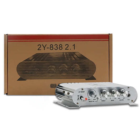 ST-838 Home Theater Amplifiers HiFi 2.1 Channel Power Amplifier Stereo Bass Sound Car Home Amp Media Player Subwoofer Amplifier