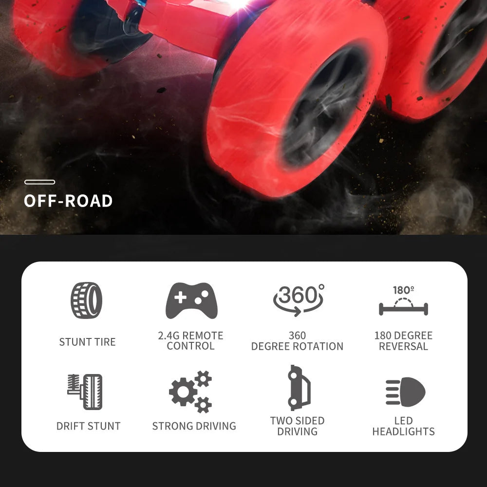 Stunt Car - Remote Controlled Car - Double sided Drive 360 degree Flip Rotating Car - Children's Favorite Toy Gift - Green Car