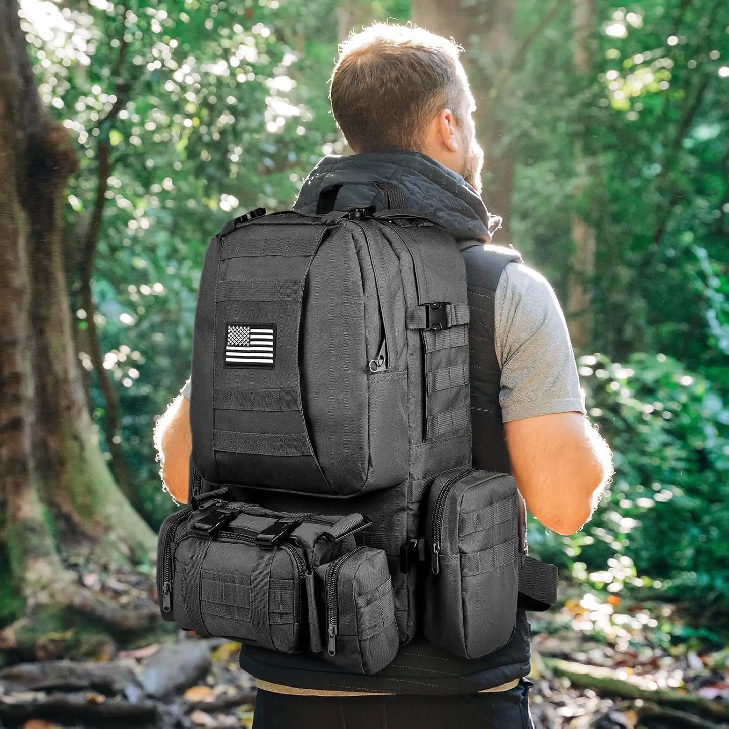 Tactical Backpack Military Army Rucksack 60L Large Assault Pack Detachable Molle Bag…