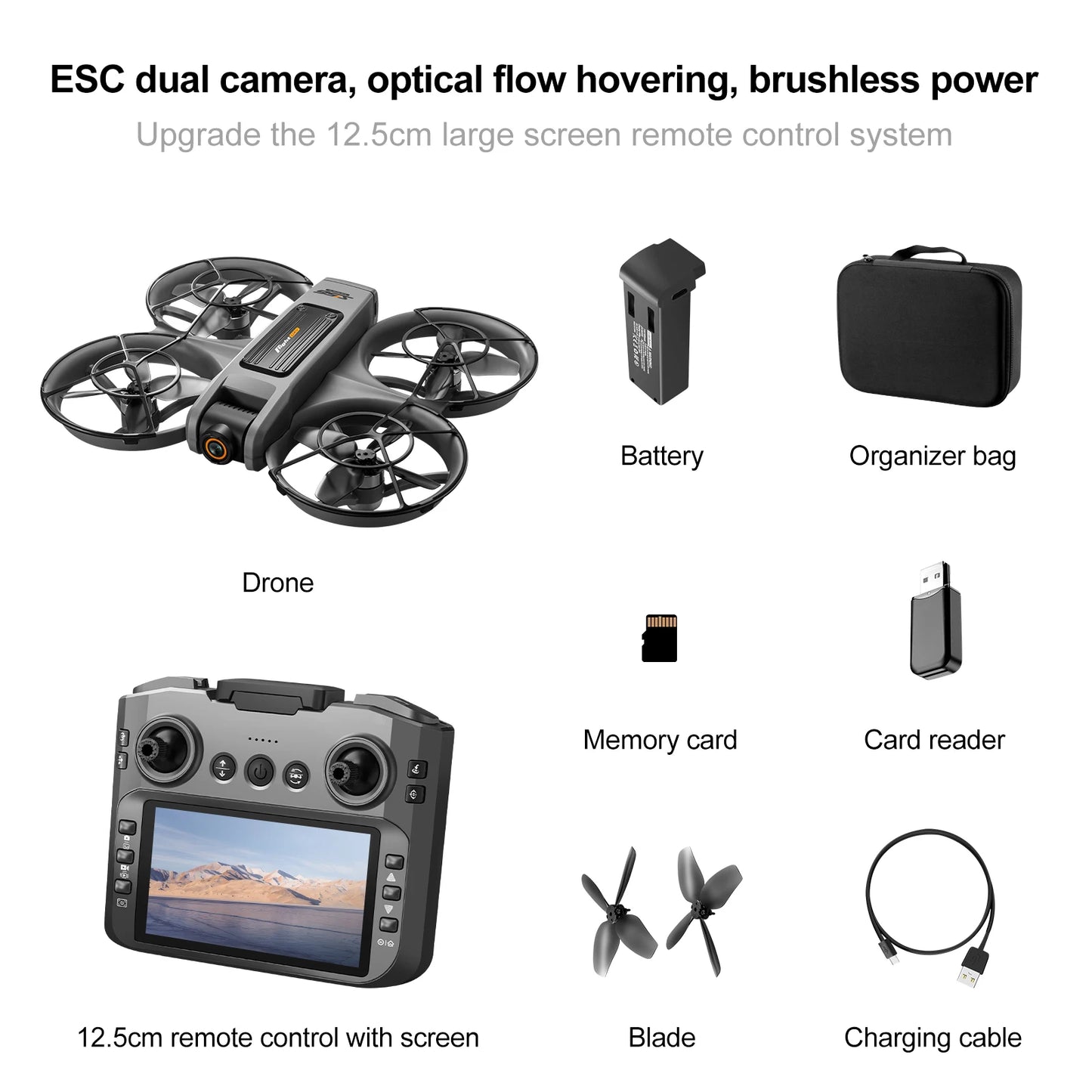 2025 New S156 Drone with Screen Brushless Optical Stream Positioning Quadcopter with Camera FPV Traverser Novice Toy Airplane