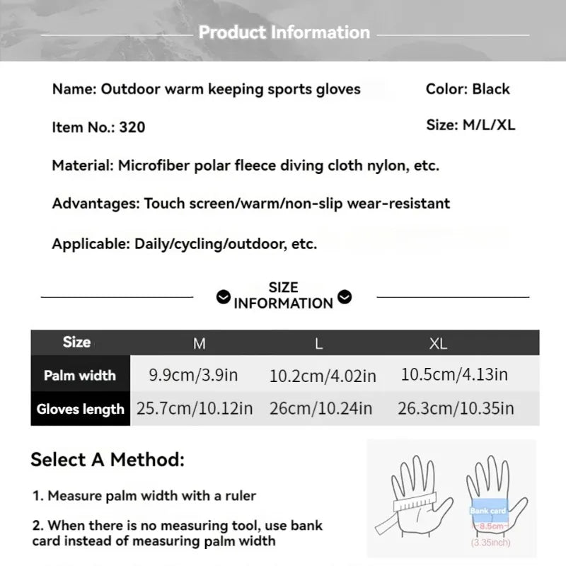 Winter Warm Gloves for Men Women Extended Thickened Windproof and Waterproof Sports Touchscreen Skiing Cycling Gloves