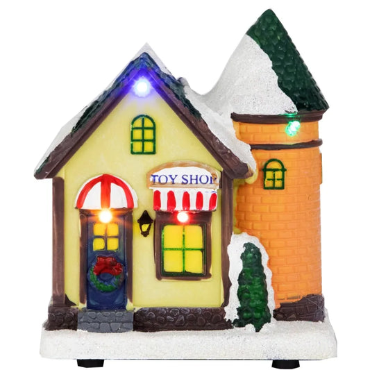 LED Lighted Snowy Toy Shop Christmas Village Display Piece 5 Indoor Decorative Scene for Holiday Festive Ambiance Cozy Winter V