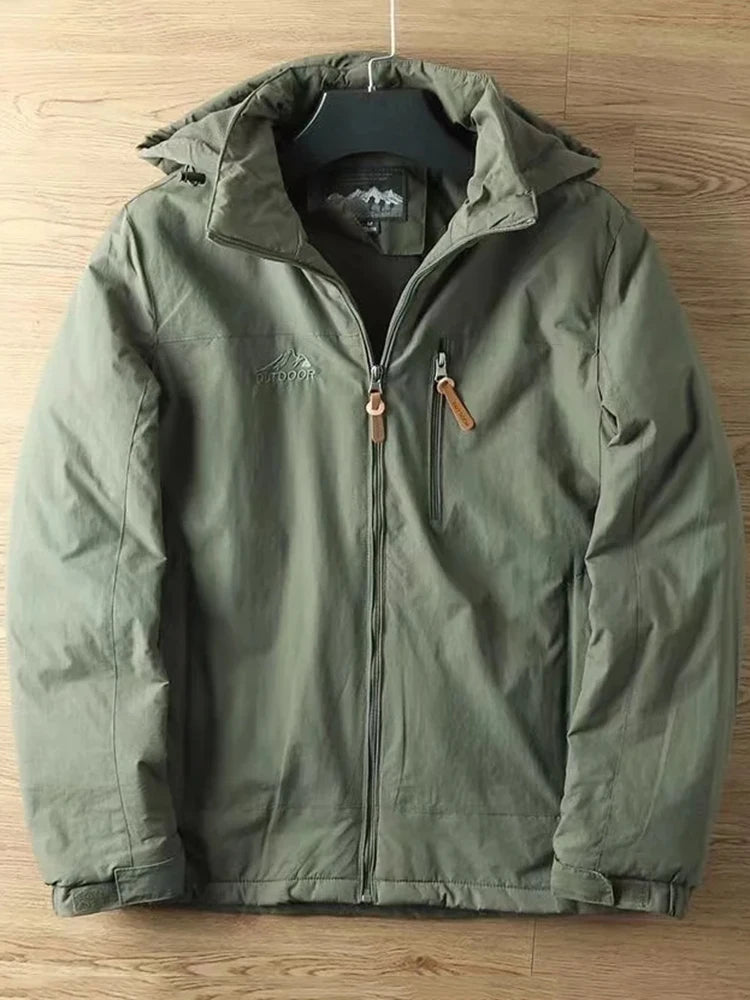 Casual Warm Tactical Large Size Jacket Autumn And Winter Padded And Thickened Outdoor Punching Jacket Solid Colour Men's