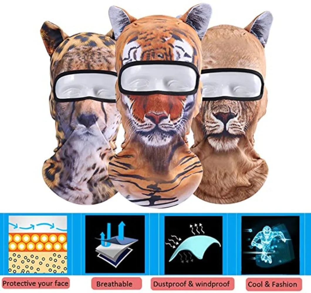 3D Animal Balaclava Bicycle Cycling Ski Hats Party Cat Dog Full Face Mask Funny Neck Gaiter Windproof Soft Animal with Ears Hats