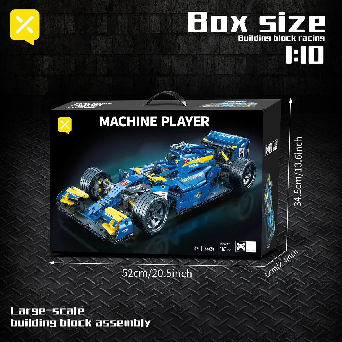 Kbox Blue F1 Formula Racing Car Building Block Model 1:10 Perfect Scale Collectible Block Toy Desktop Decoration
