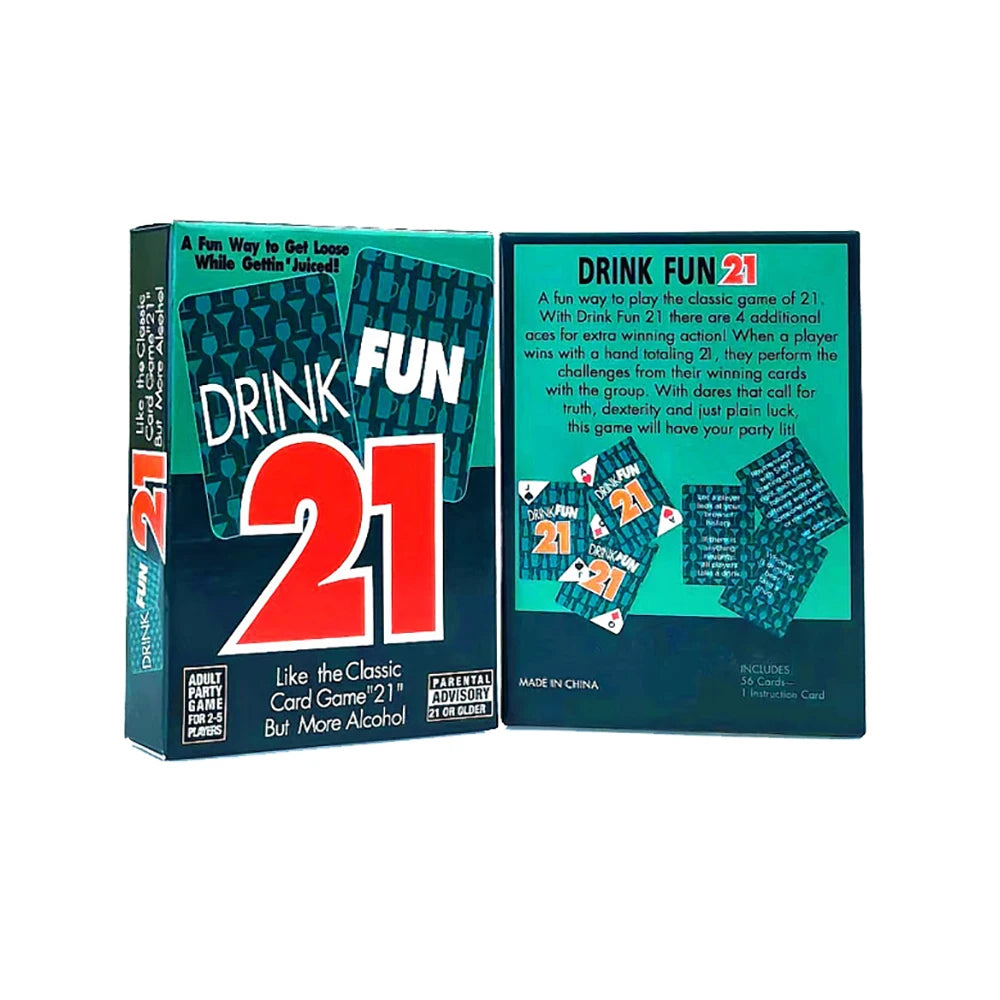 56pcs/deck Drink Fun 21 Card Game Hilarious Drinking Game Cards Like Classic Card Game 21 But More Alcohol Adults Christmas Gift