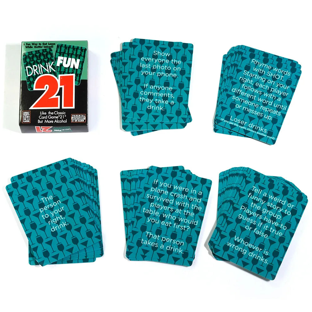 56pcs/deck Drink Fun 21 Card Game Hilarious Drinking Game Cards Like Classic Card Game 21 But More Alcohol Adults Christmas Gift