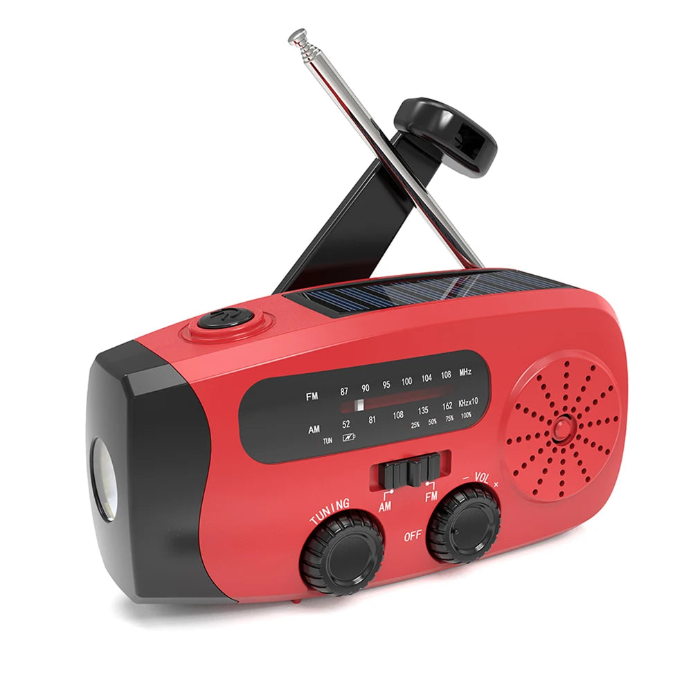 Solar Hand Crank Radio with LED Lights Hand Crank Weather Radio USB Charged & Solar Power Multifunctional for Camping Emergency