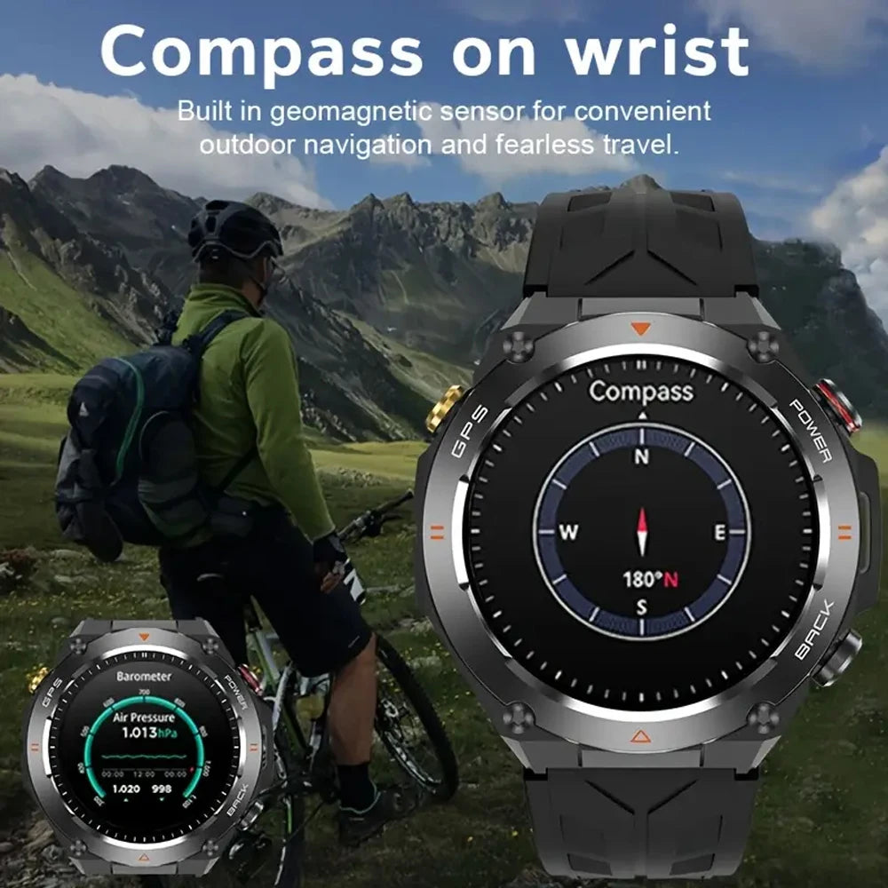 SENBONO 2025 Built-in GPS Smart Watch Bluetooth Call 1ATM Waterpro Military Sports Fitness Tracker Smartwatch for Men