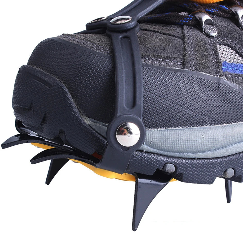 1 Pair New Mountaineering Cleats Stainless Steel 10 Teeth Bundled Crampons Anti-Slip with Carry Bag Adjustable for Men and Women