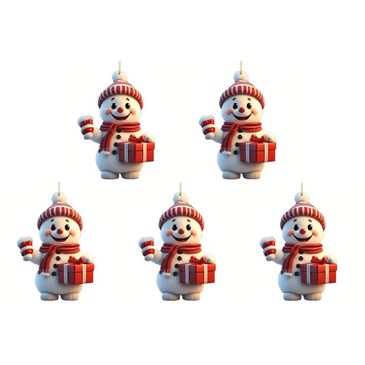 1/3/5PCS Christmas 2D Acrylic Cartoon Car Haning Pendants Xmas Santa Claus Snowman Ornaments Cute Christmas Tree Hangings Decor