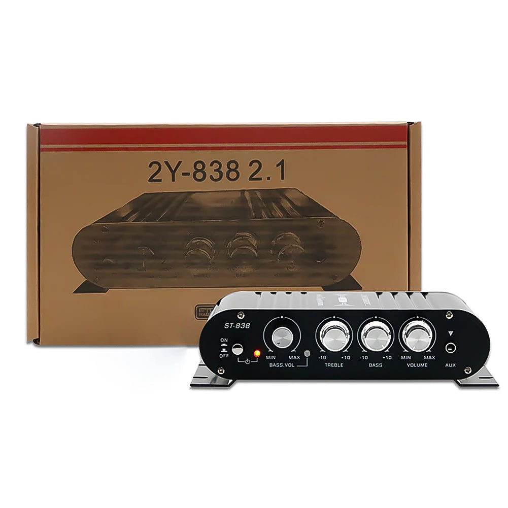 ST-838 Home Theater Amplifiers HiFi 2.1 Channel Power Amplifier Stereo Bass Sound Car Home Amp Media Player Subwoofer Amplifier