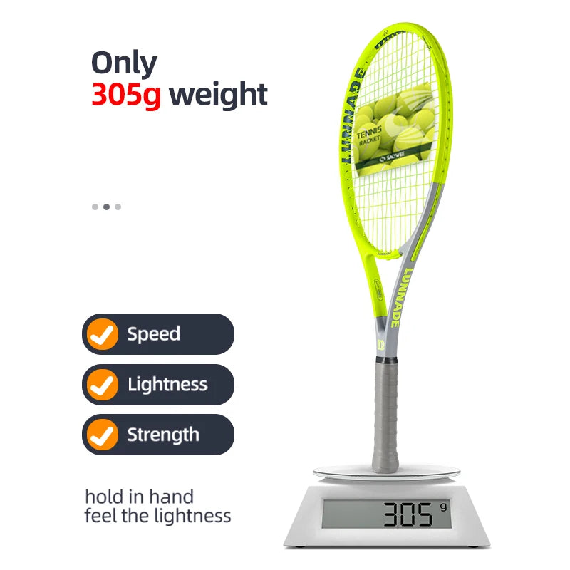 SALYWEE Gemini Composite Carbon Tennis Racket | Already Threaded 300±10g Ultra-Light for Beginners | Pro Unisex Training Racket