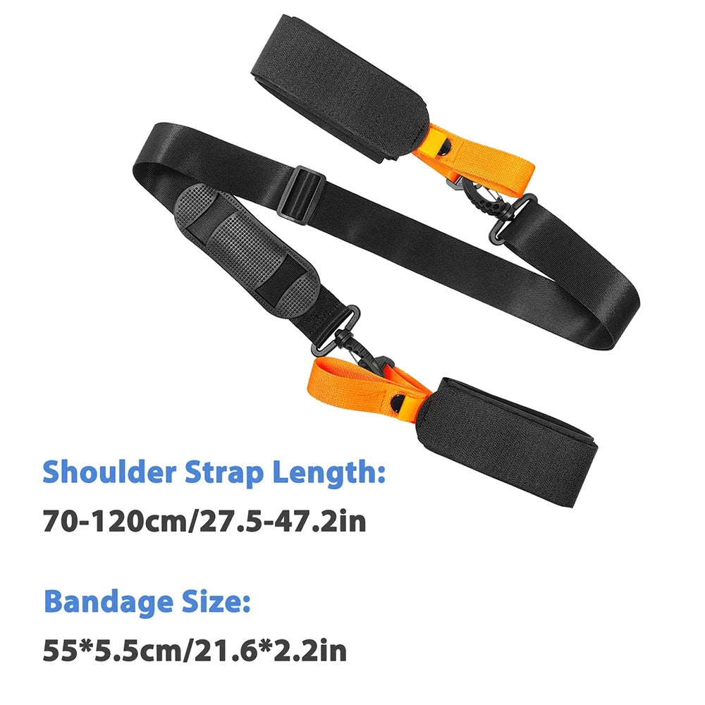 Ski Pole Carrying Strap Nylon Adjustable Ski Pole Shoulder Strap Skiboard Fixed Strap with Ant-Slip Pad Skiing Accessories