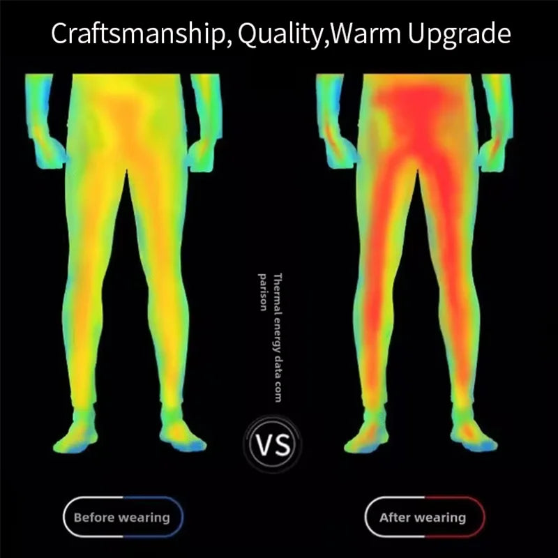 Winter Autumn Men Thermal Underwear Set Warm Long Johns Round Neck Long Sleeve Top Breathable Base Layer Soft Compression Bottom