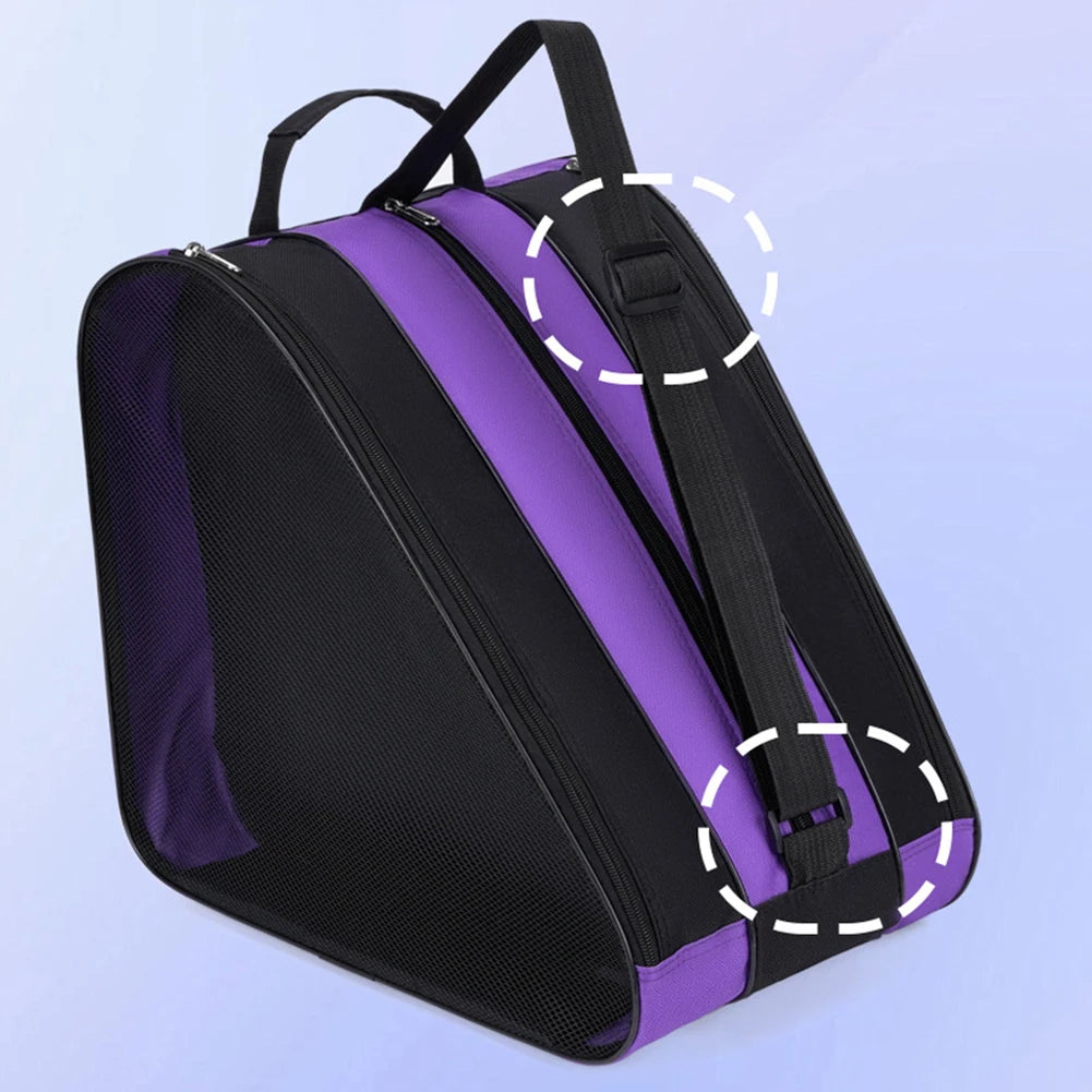 Roller Skate Bag Ice-Skating Shoulder Bag Adjustable Strap Skiing Roller Skate Storage Bag Multi-Compartments for Ski Sports