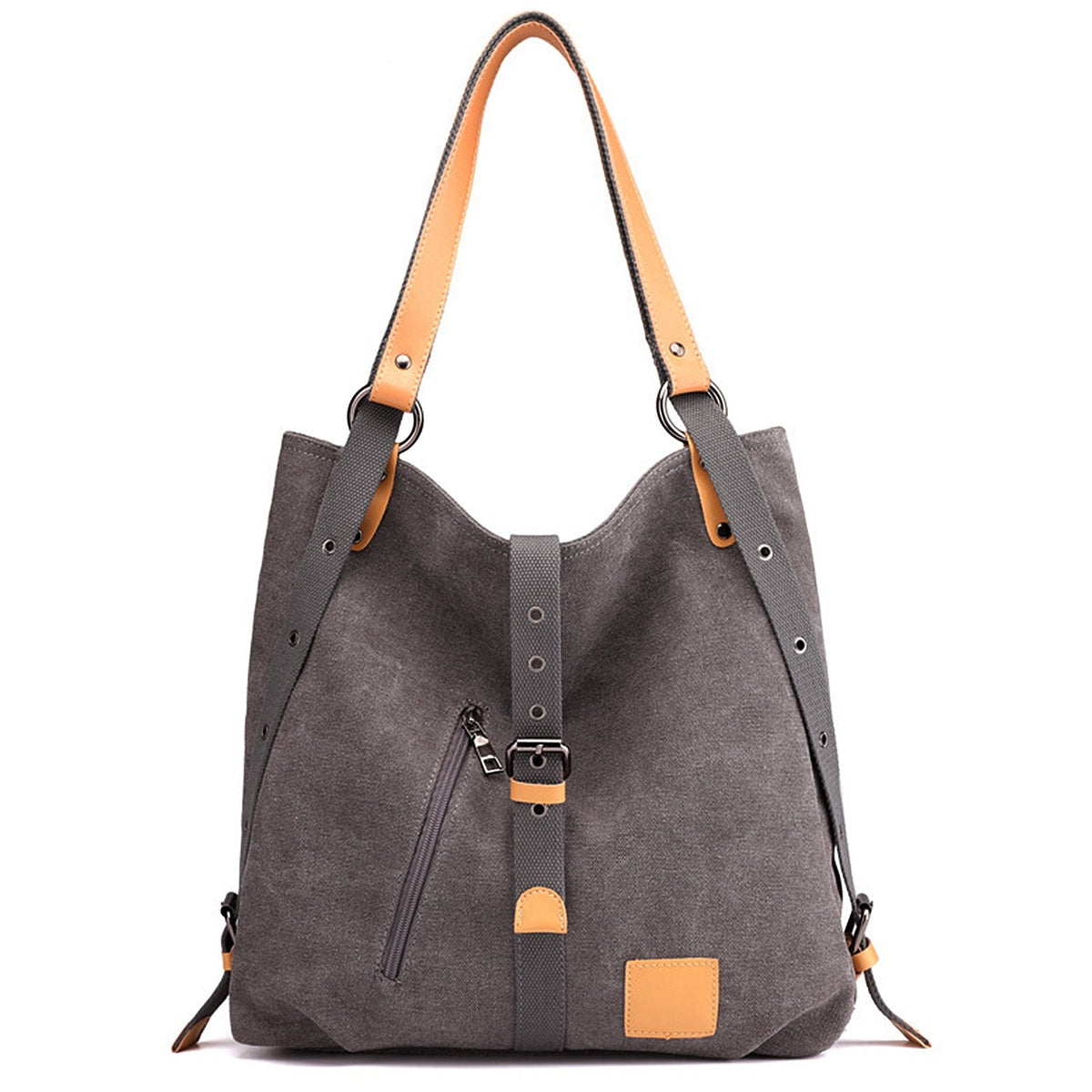 Ladies Canvas Tote Bag Multifunctional Purse Handbag Adjustable Shoulder Rucksack Convertible Backpack Wear-Resistant Dirt-Proof For Women School Offi