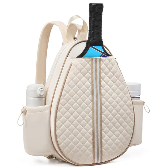 Pickleball Sling Bag for Men Women Waterproof Badminton Tennis Backpack with Wet Pocket Hidden Fence Hook Machine Washable